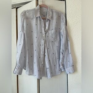 Rails White and Blue Patterned Button Down Shirt Palm Tree
